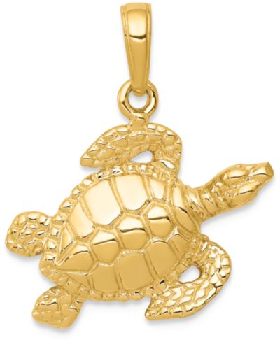 Подвеска-шарм Черепаха из желтого золота 14k