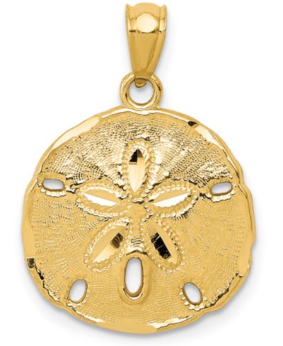 Sand Dollar Charm Pendant in 14k Yellow Gold