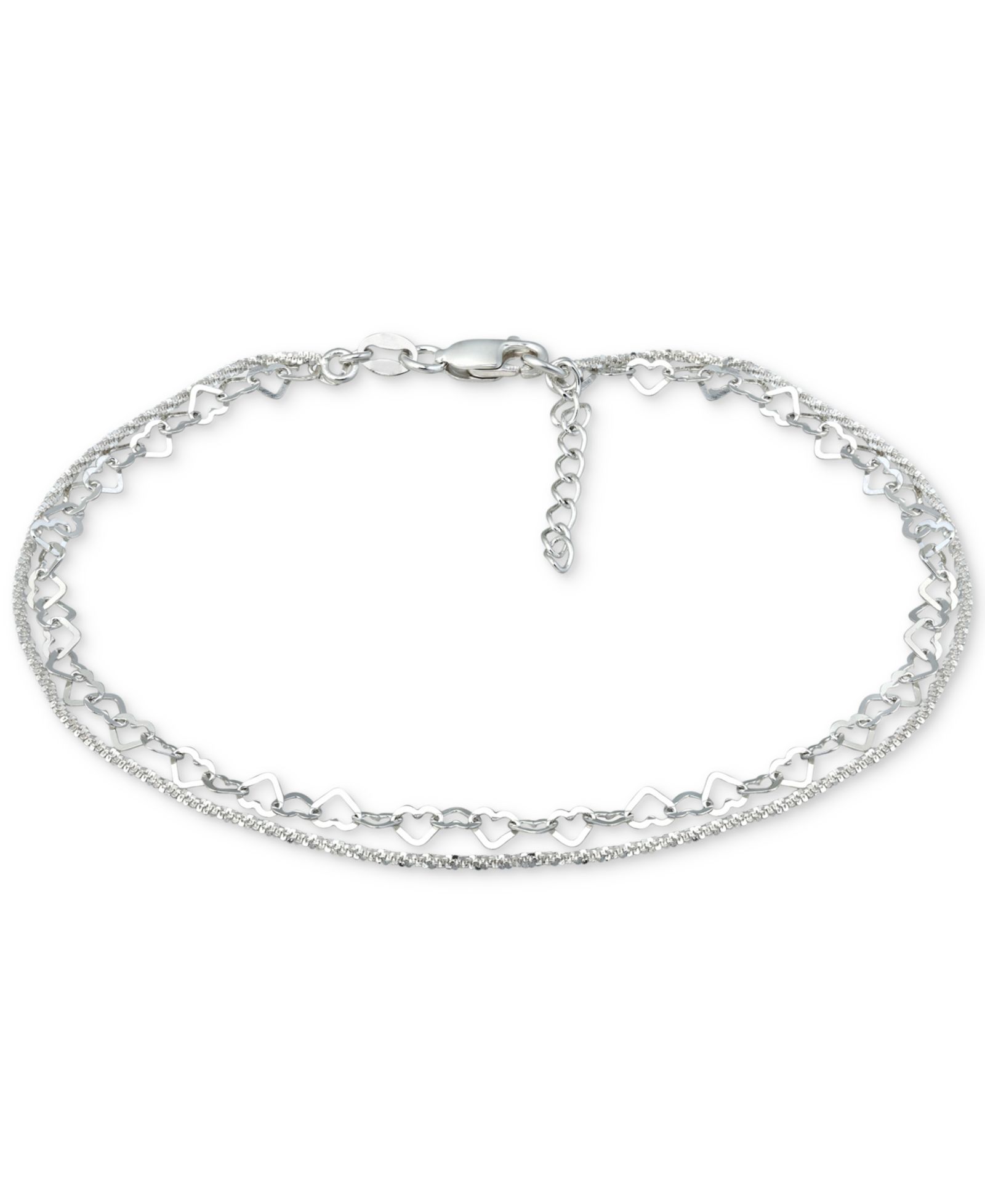 Браслет Giani Bernini Double Row Heart Ankle из позолоченного стерлингового серебра