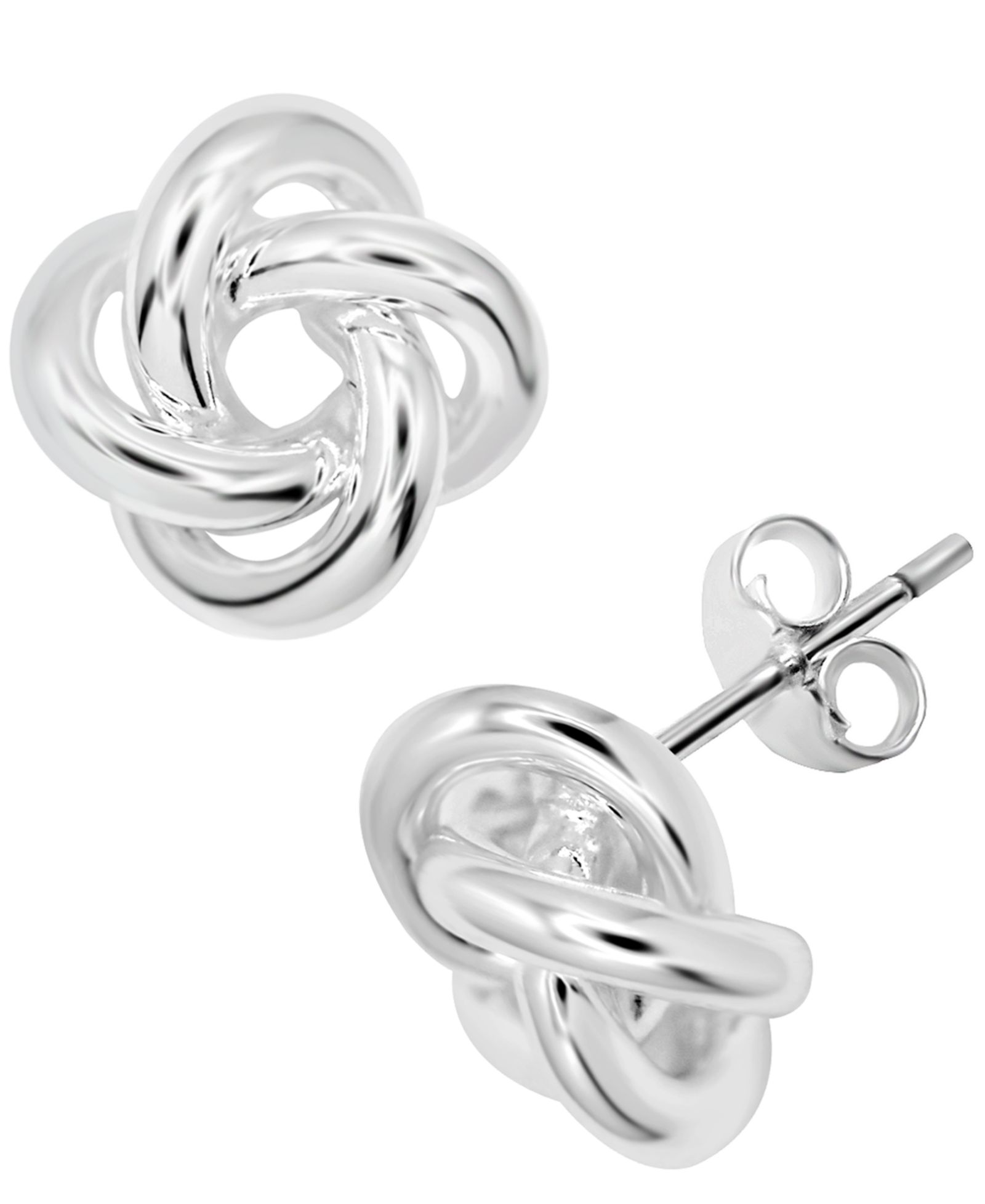 Love Knot Stud Earrings in Silver or Gold Plating