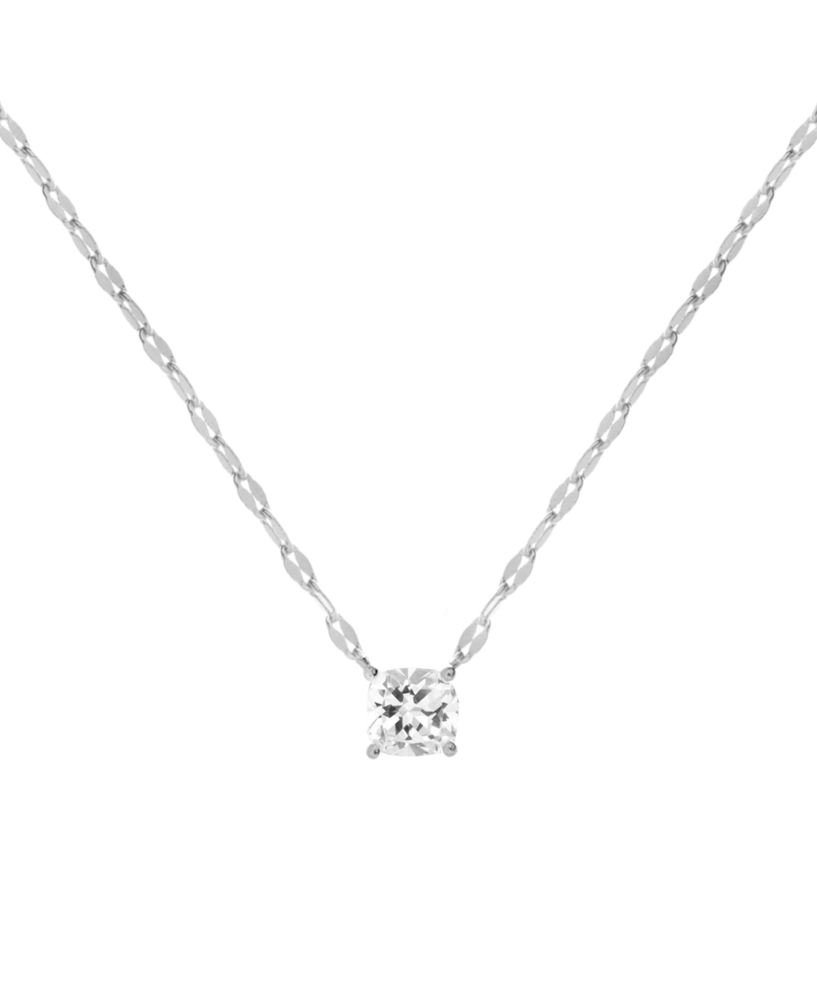 And Now This Cubic Zirconia Solitaire Pendant Necklace, 16" + 2" extender in Silver or Gold Plate