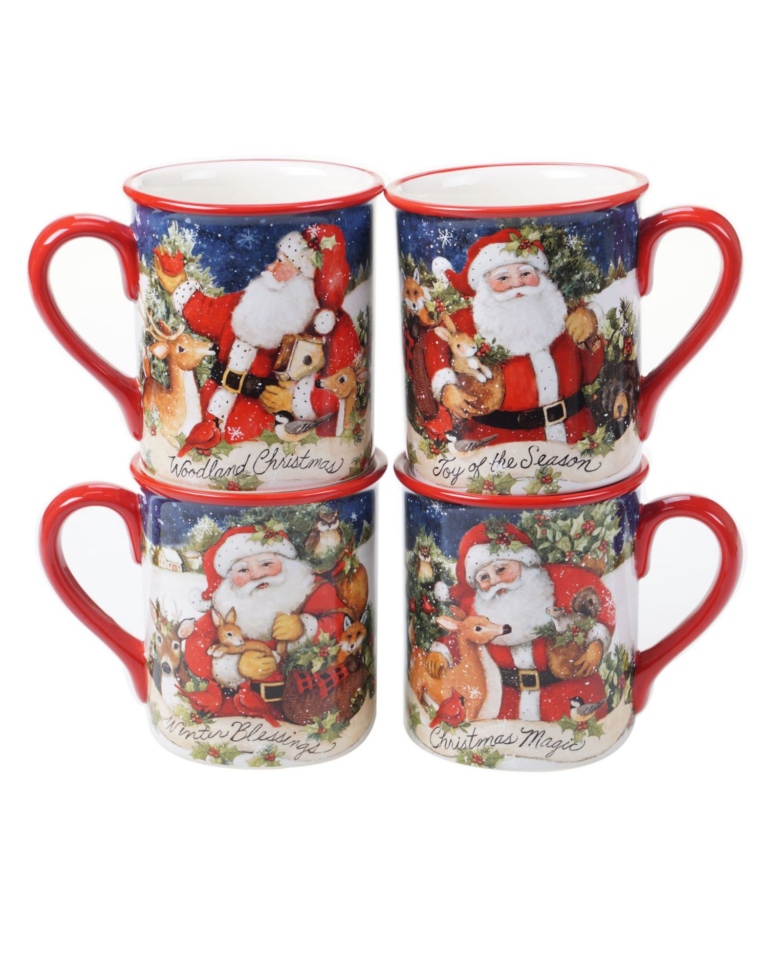 Certified International Magic of Christmas Santa кружки, упаковка 4 шт.