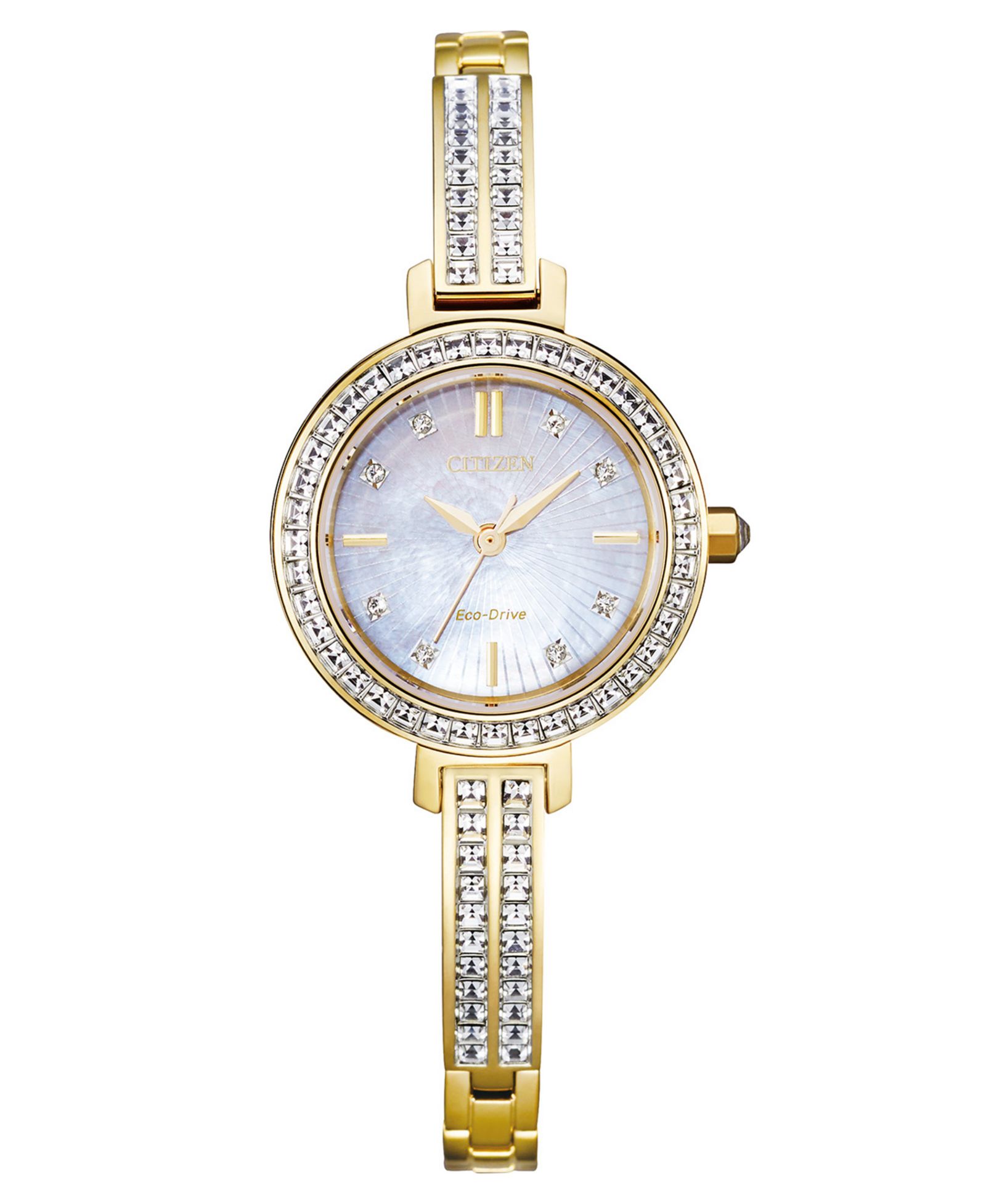 Женские наручные часы Citizen Eco-Drive Gold-Tone Stainless Steel & Crystal Bangle 25mm