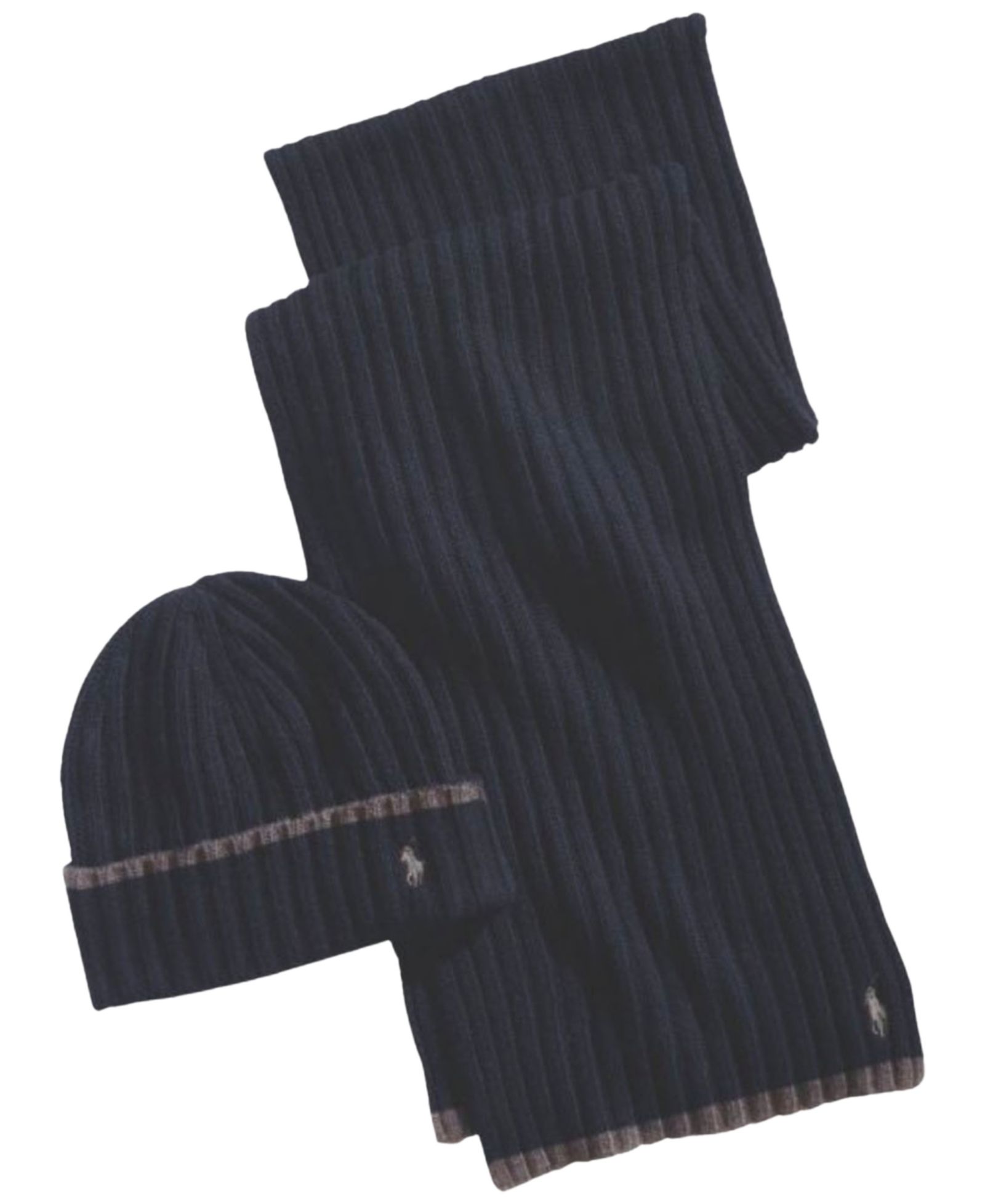 Polo Ralph Lauren Men's Classic Ribbed Hat and Scarf, 2-Piece Set
