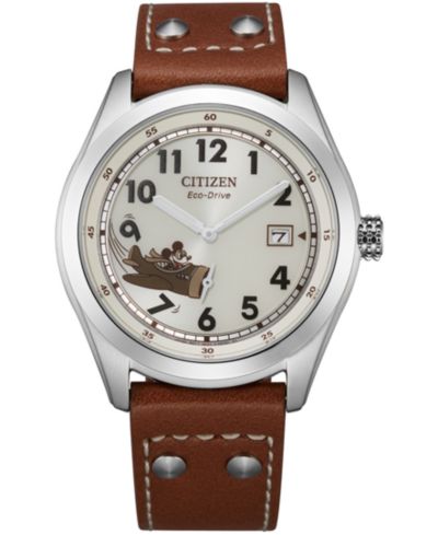 Citizen часы Mickey Aviator на кожаном ремешке 40mm