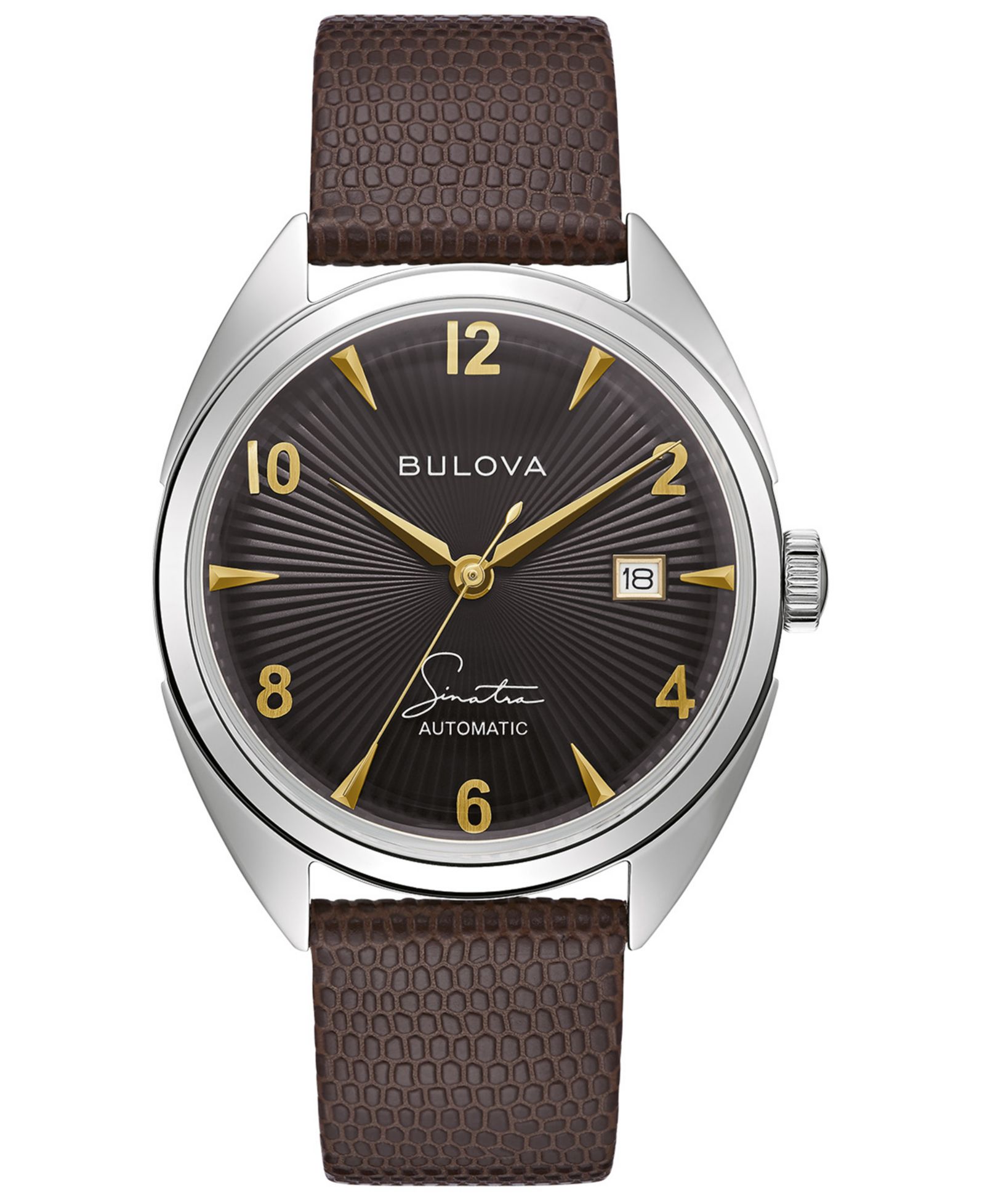 Мужские часы Bulova Frank Sinatra Automatic Brown Leather Strap 39mm