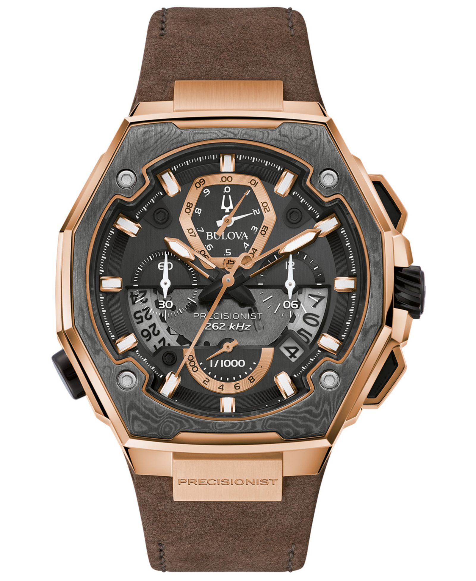 Часы Bulova Men's Precisionist с кожаным ремешком коричневым