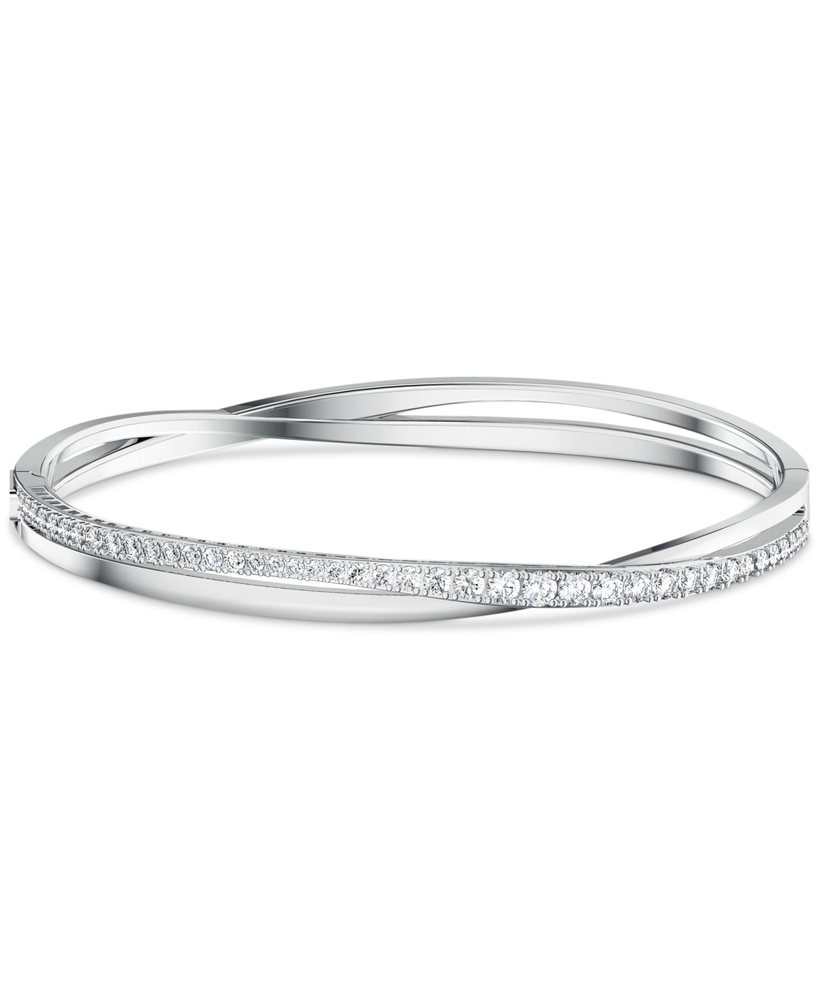 Серебристый браслет-бэнгл Swarovski с паве и витым дизайном