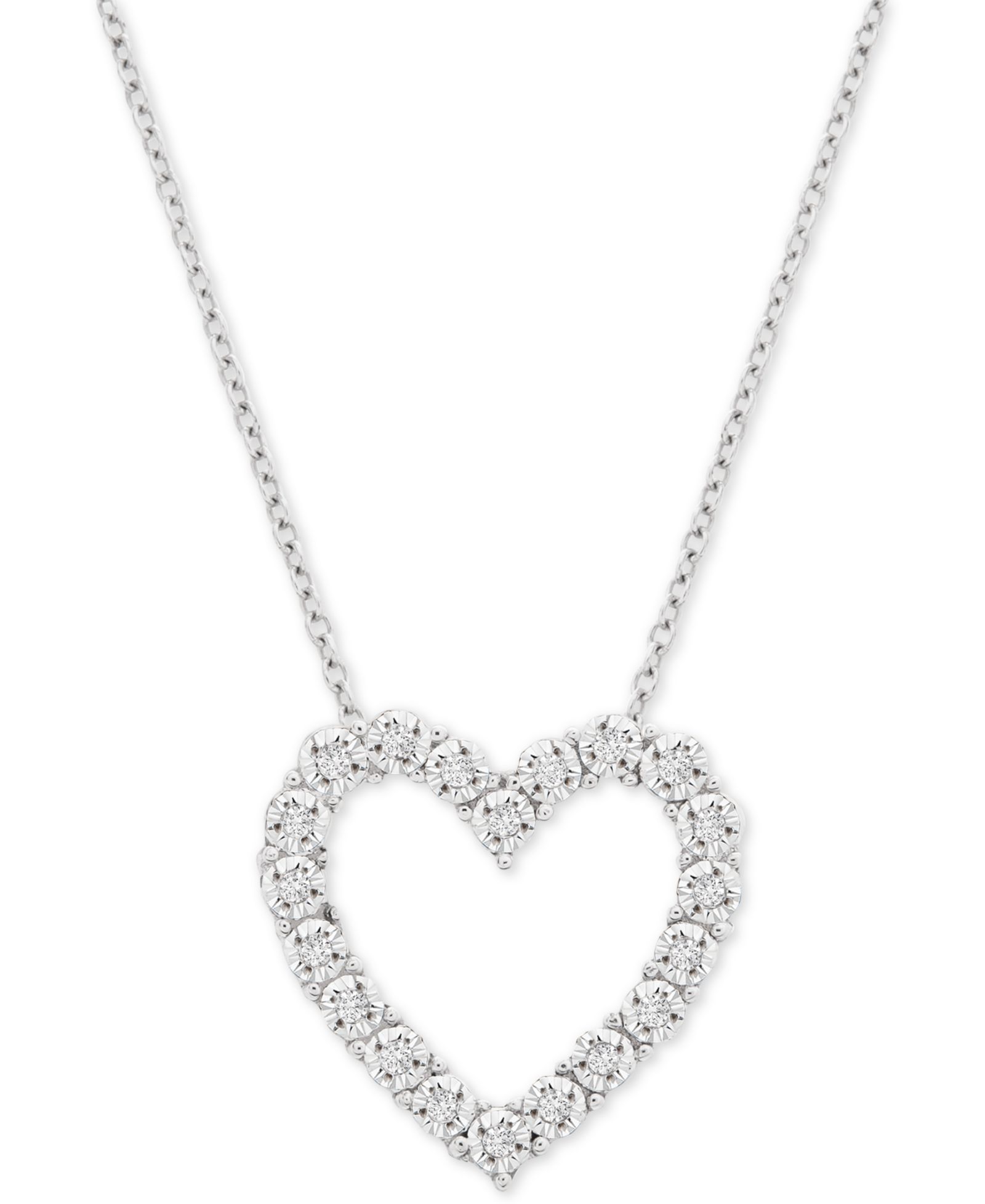Diamond Heart Подвеска-ожерелье 18" (1/10 ct. t.w.) из стерлингового серебра