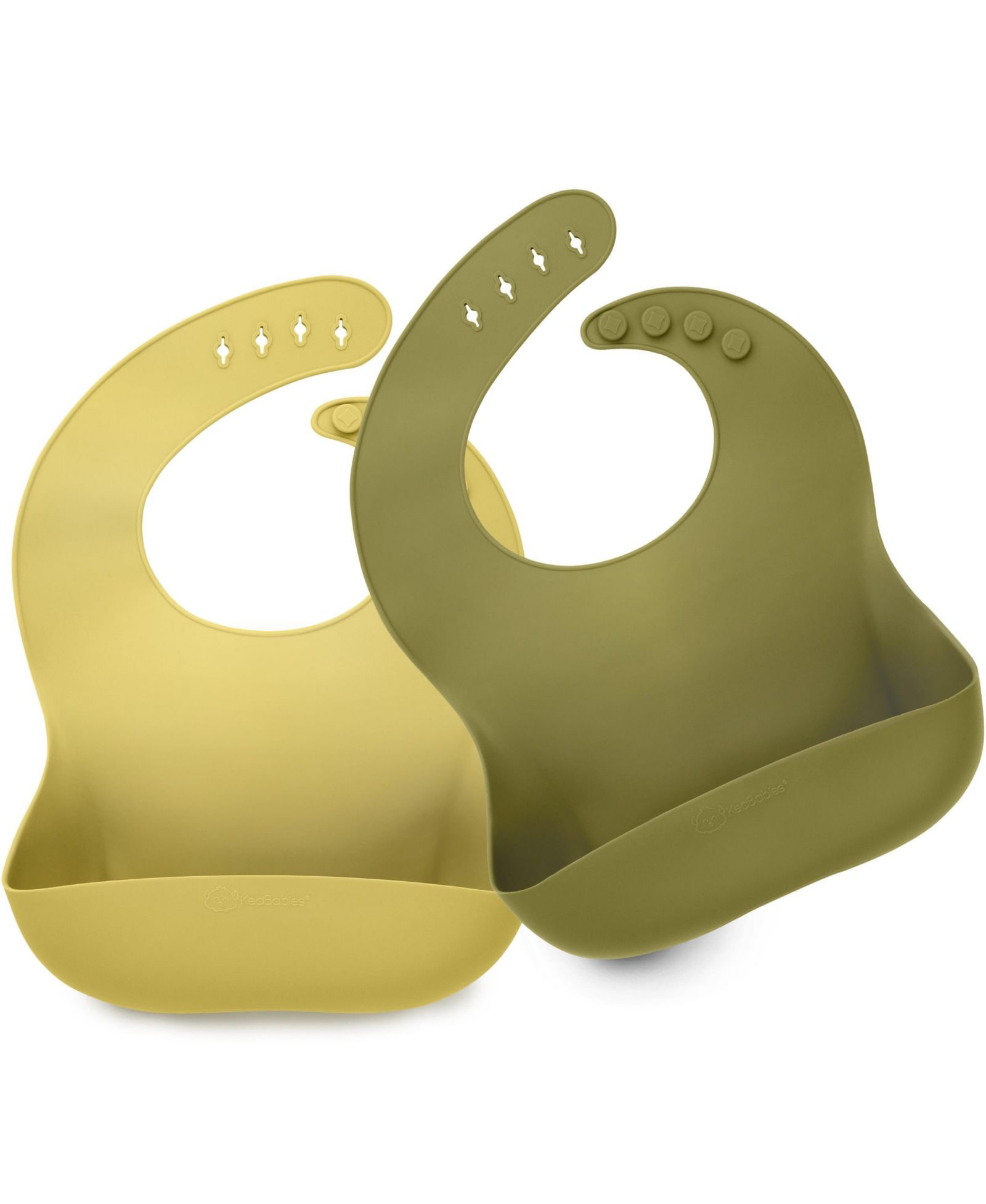 KeaBabies 2-Pack Silicone Bibs For Babies, Food Grade Silicone Baby Bibs for Eating, Feeding, Toddler Bibs, Boys, Girls