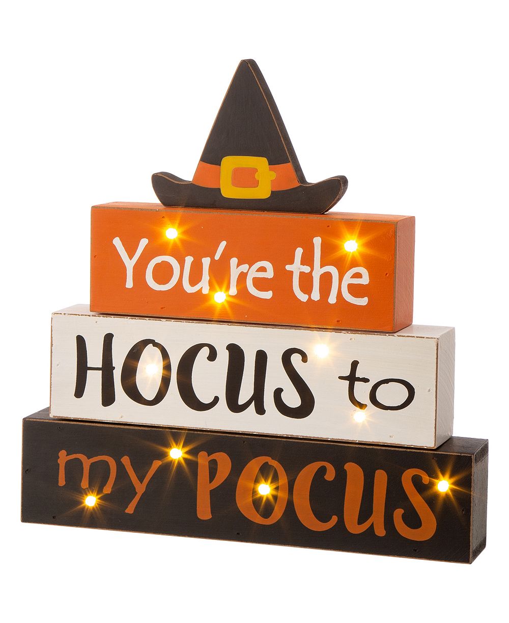 Деревянный декоративный светильник Glitzhome Halloween Witch Block для стола