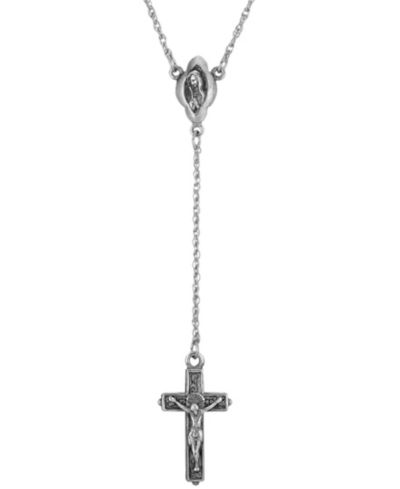 Y-ожерелье 2028 Silver-Tone Mother Mary and Crucifix Cross 20"
