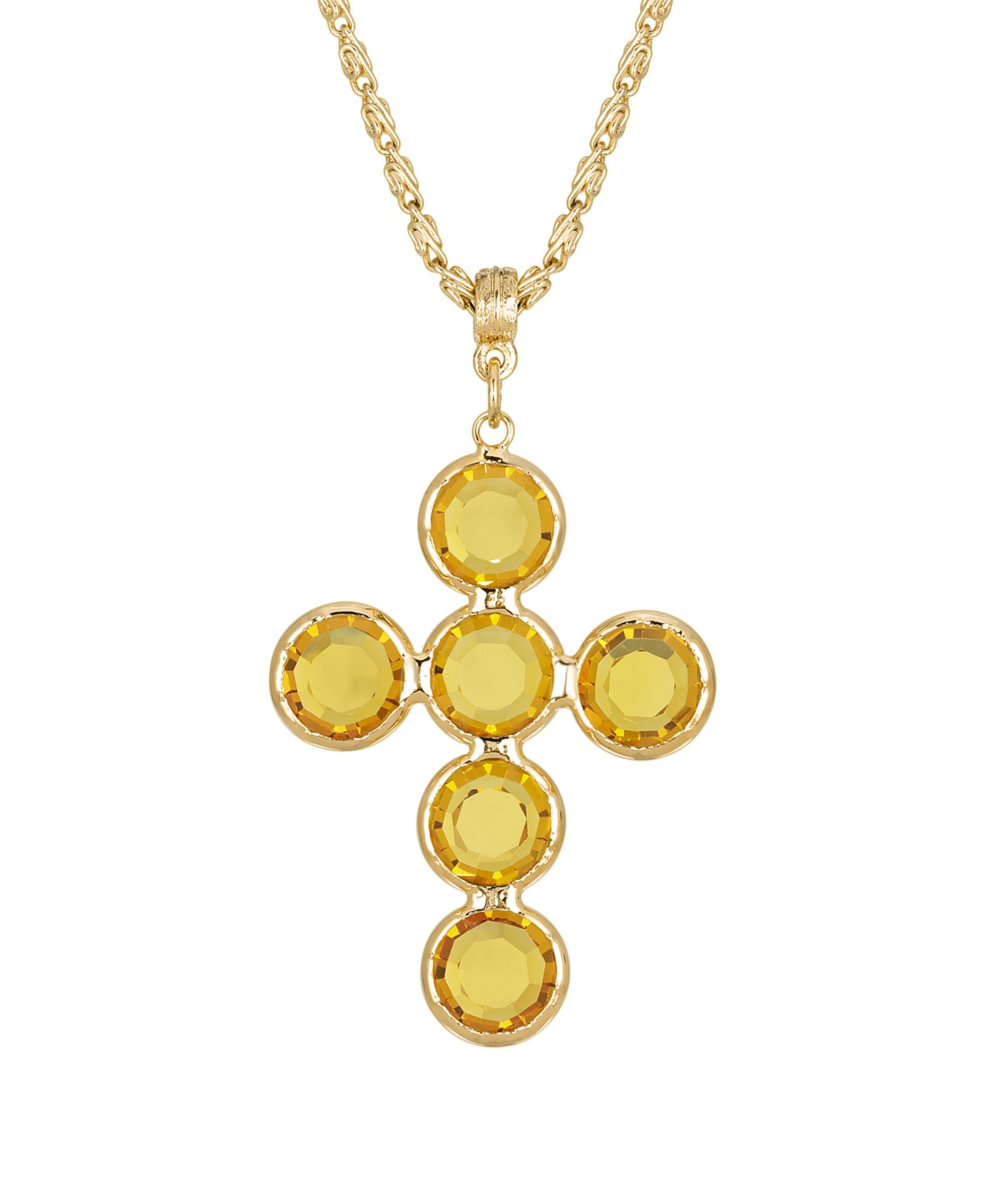 Ожерелье 2028 с крестом из элементов Swarovski, 14K Gold- Dipped Topaz Brown, 20"