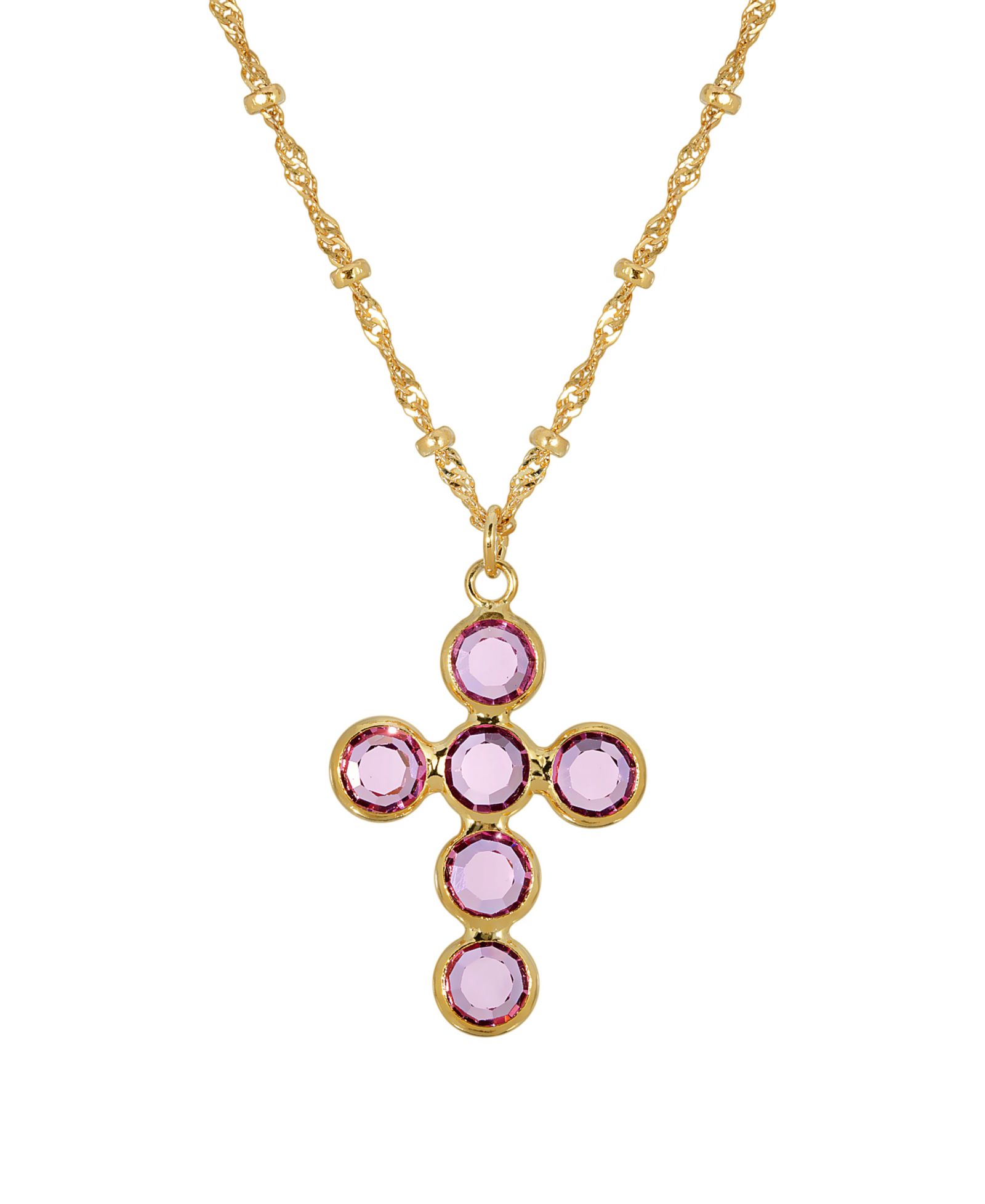 Ожерелье 2028 Silver-Tone Amethyst Purple Swarovski Elements Cross 16"