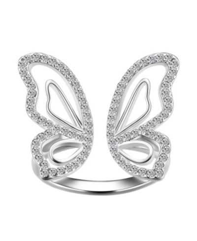 Кольцо Unwritten Crystal Open Butterfly Silver Plate или Gold Flash Plate