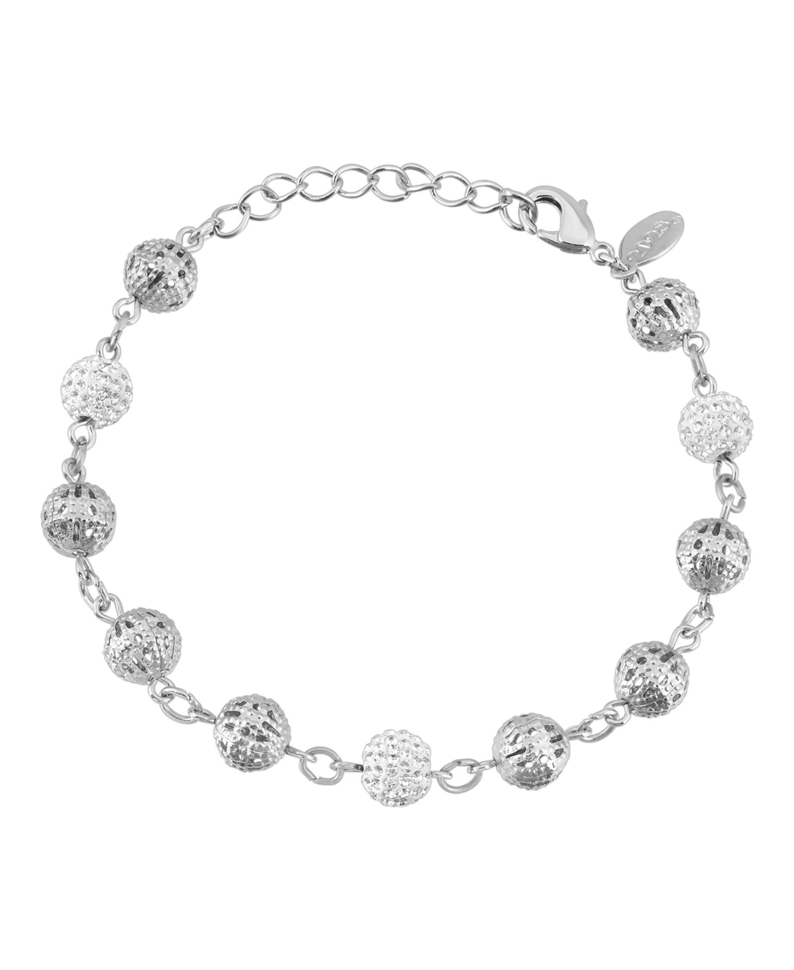 2028 Silver-Tone Crystal Fireball and Filigree Beaded Bracelet