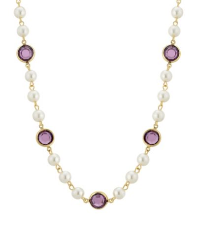 Ожерелье 2028 Gold-Tone Imitation Pearl with Purple Channels 16" Adjustable