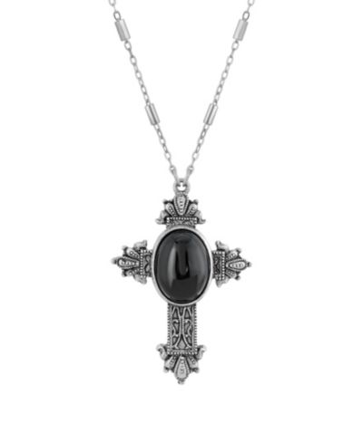 Ожерелье Symbols of Faith с подвеской в виде ониксового креста, 28"