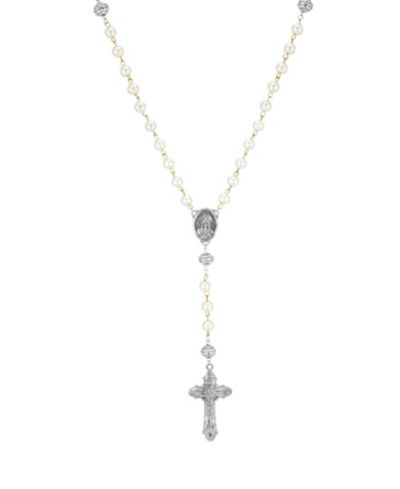 Розарий Symbols of Faith с серебристым крестом и имитацией жемчуга