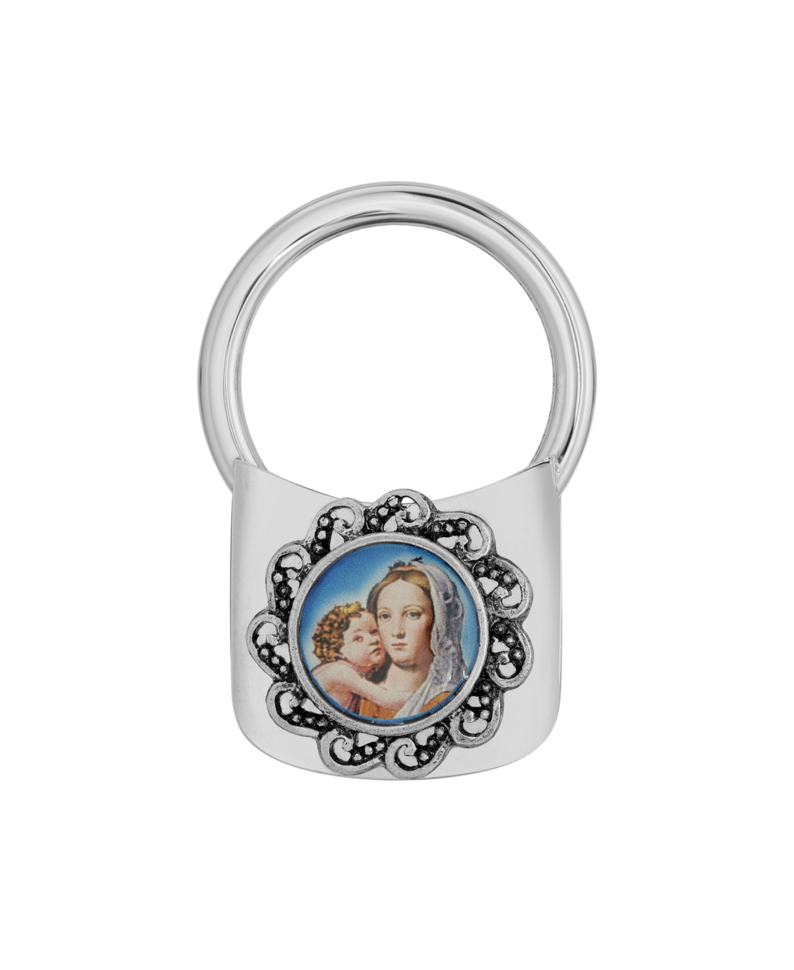 Брелок Symbols of Faith Silver-Tone Mary and Child Decal Key Fob