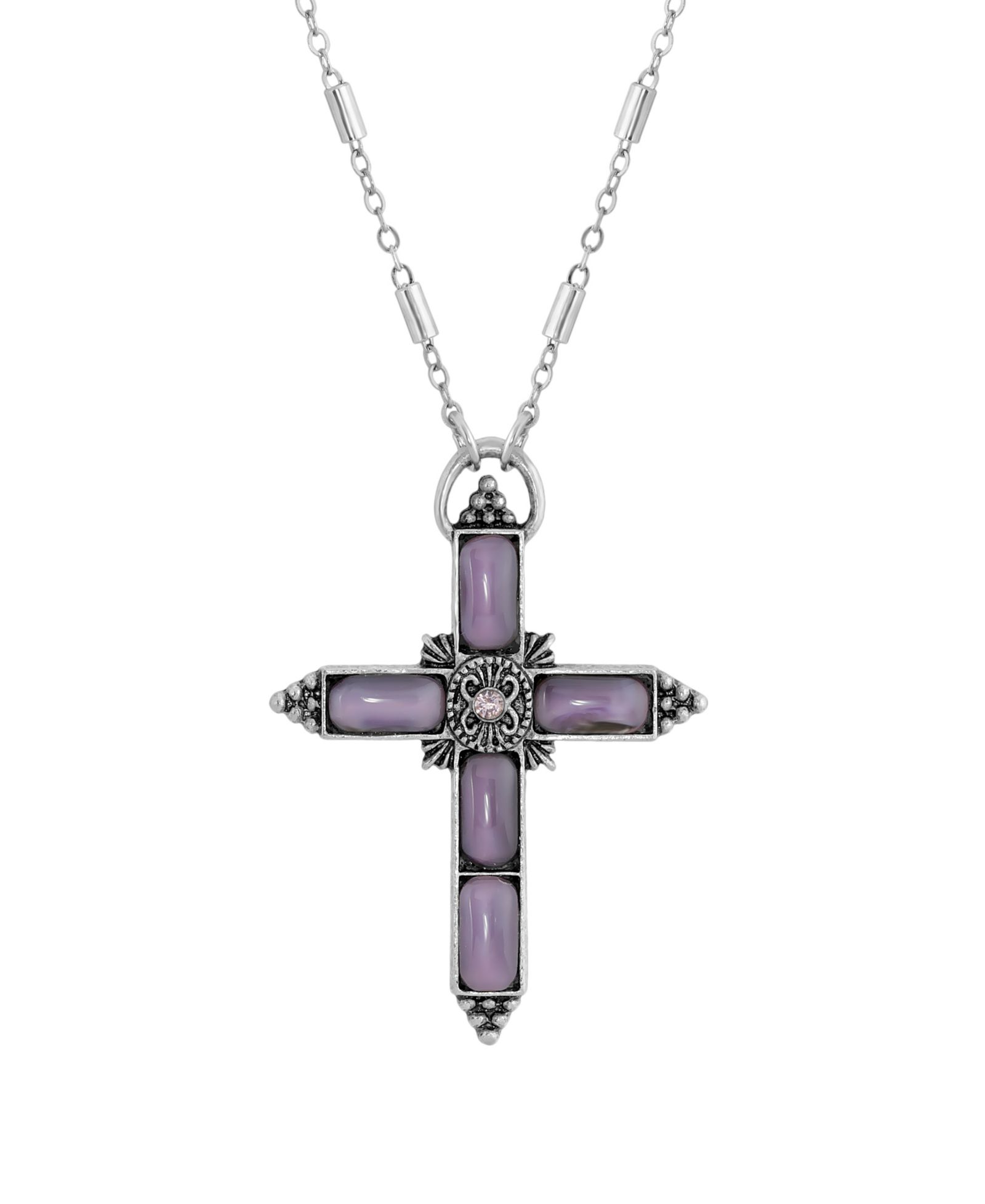 Ожерелье Symbols of Faith с фиолетовым аметистом и крестом