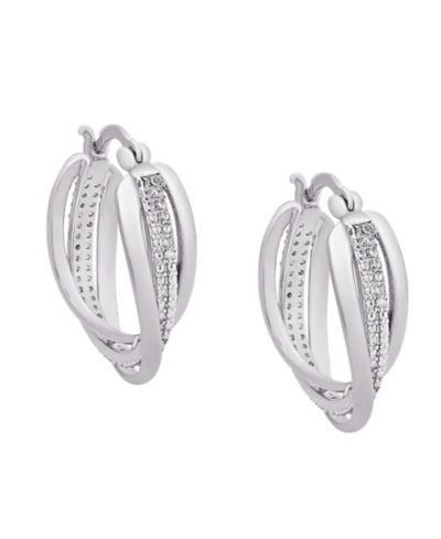 Серьги-кольца Macy's Diamond Accent Silver-plated Twist