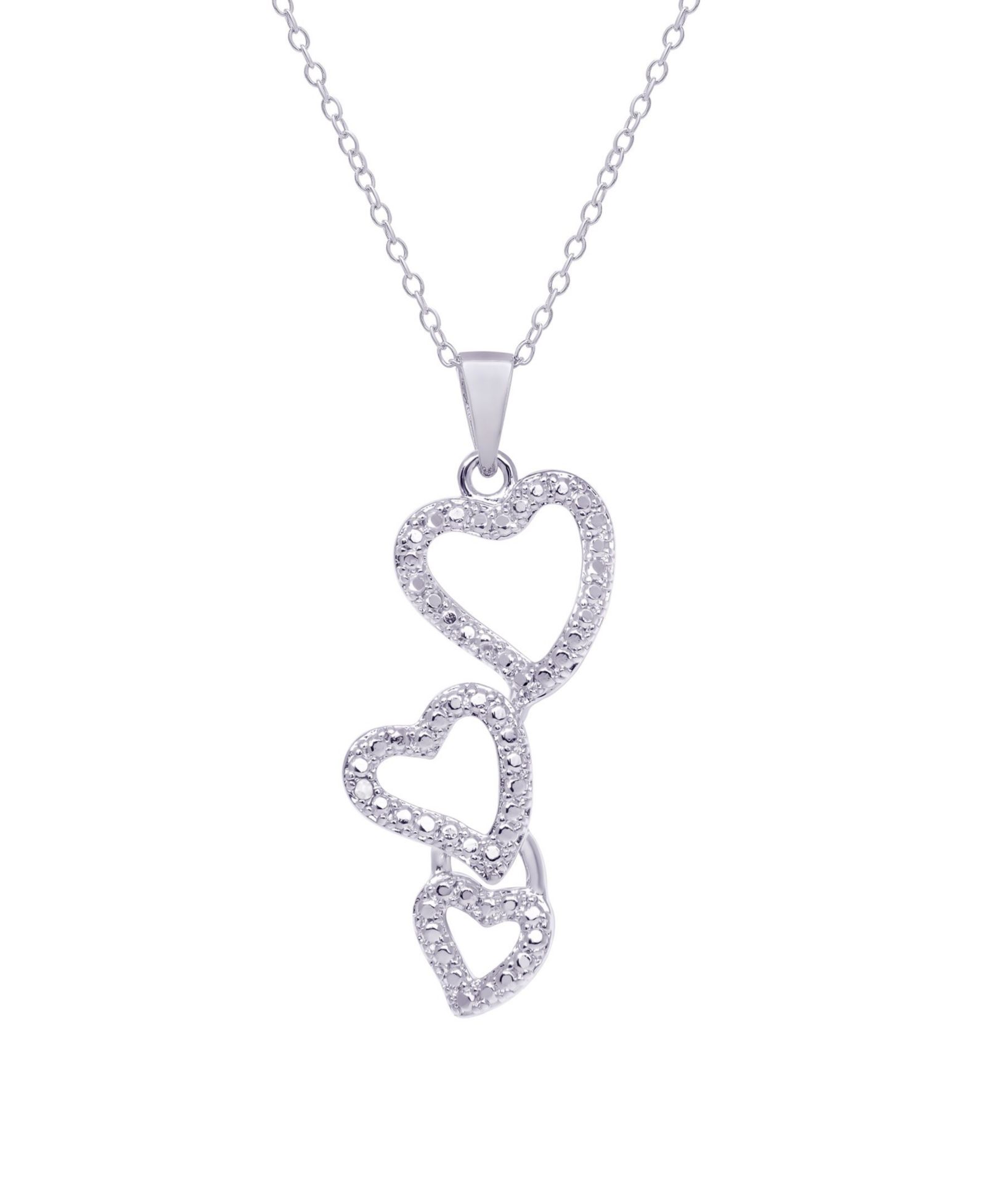 Подвеска Macy's Diamond Accent Silver-plated Triple Heart