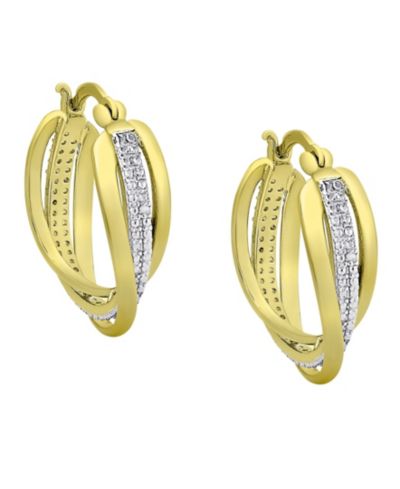 Серьги-кольца с бриллиантовым акцентом Macy's позолоченные
