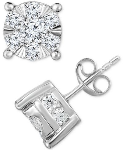 Серьги-гвоздики TruMiracle Diamond в белом золоте 14K