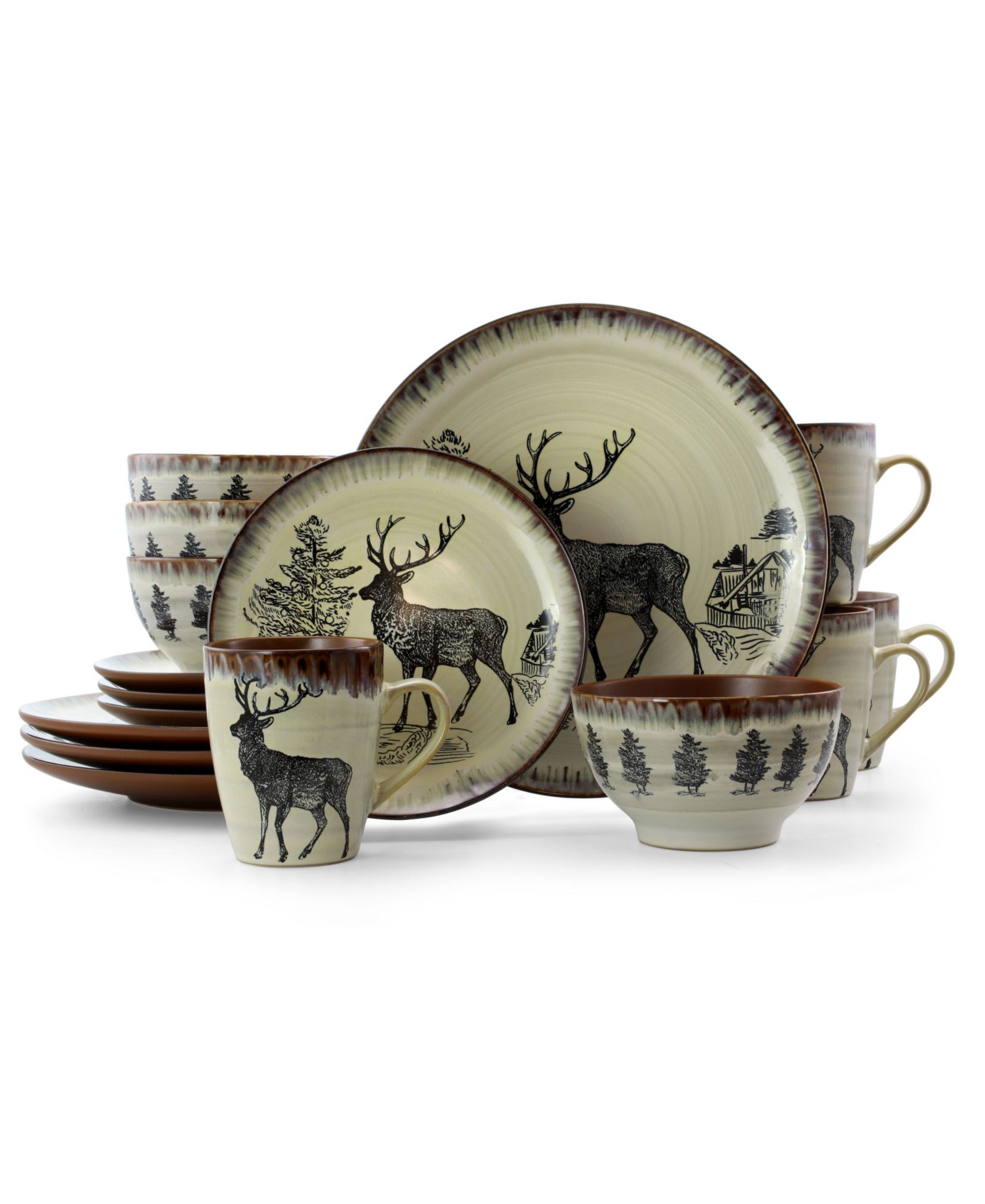 Elama Majestic Elk 16 Pc. Dinnerware Set, Service for 4