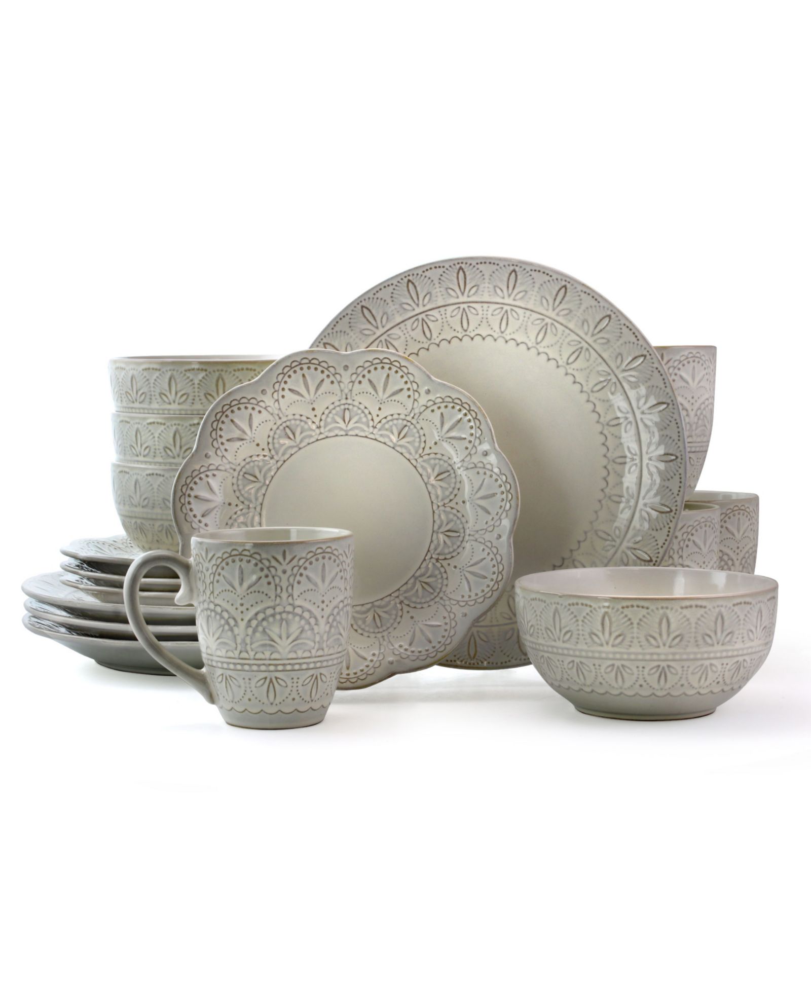Elama Lace 16 Pc. Dinnerware Set, Service for 4