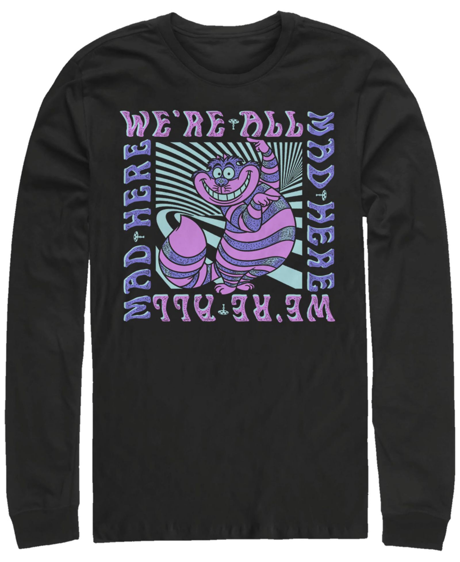 Fifth Sun Alice in Wonderland Mad Here Trip Men's Long Sleeve Crew Neck T-shirt