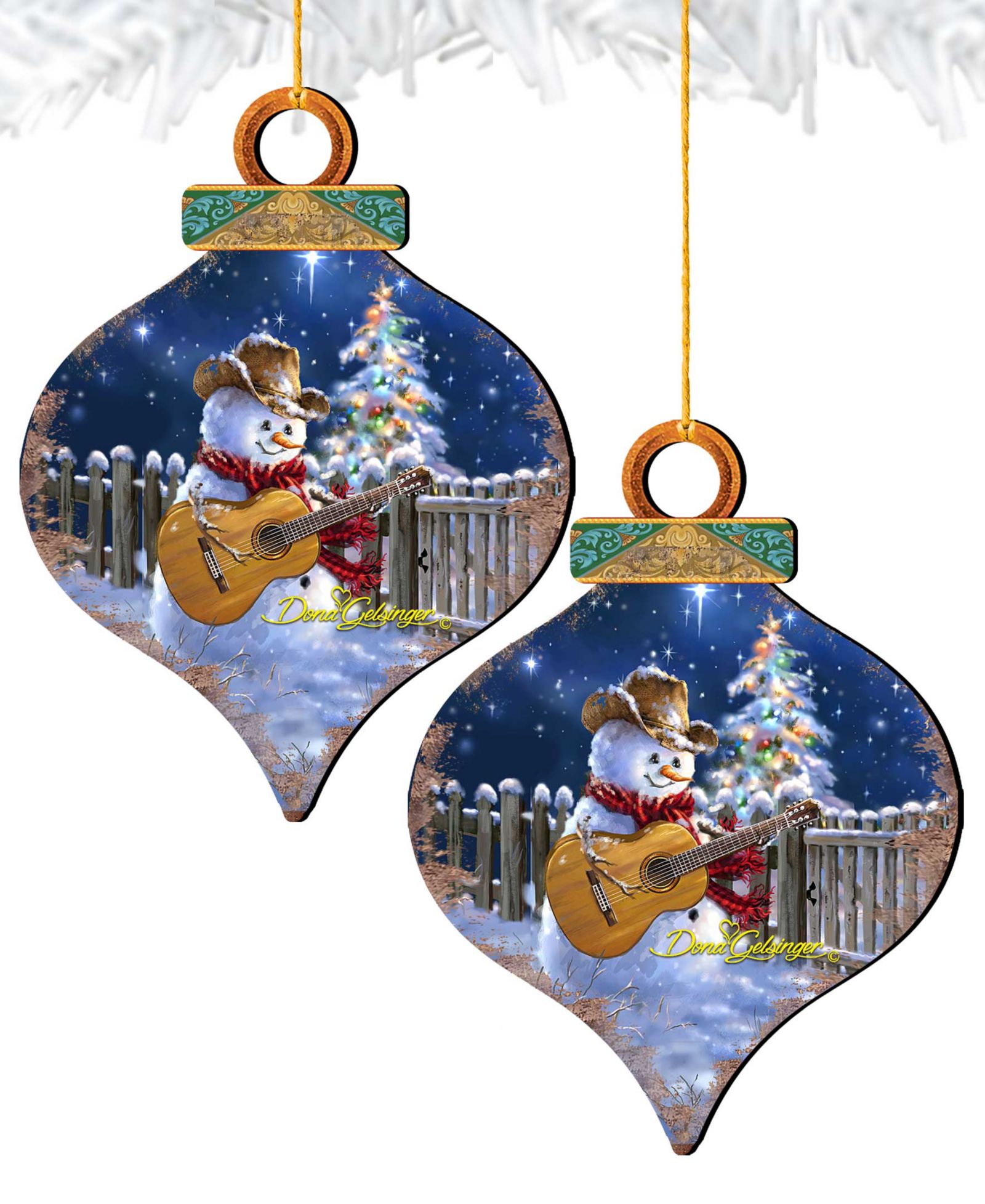 Designocracy Guitar Player Snowman Ornament Набор из 2 шт