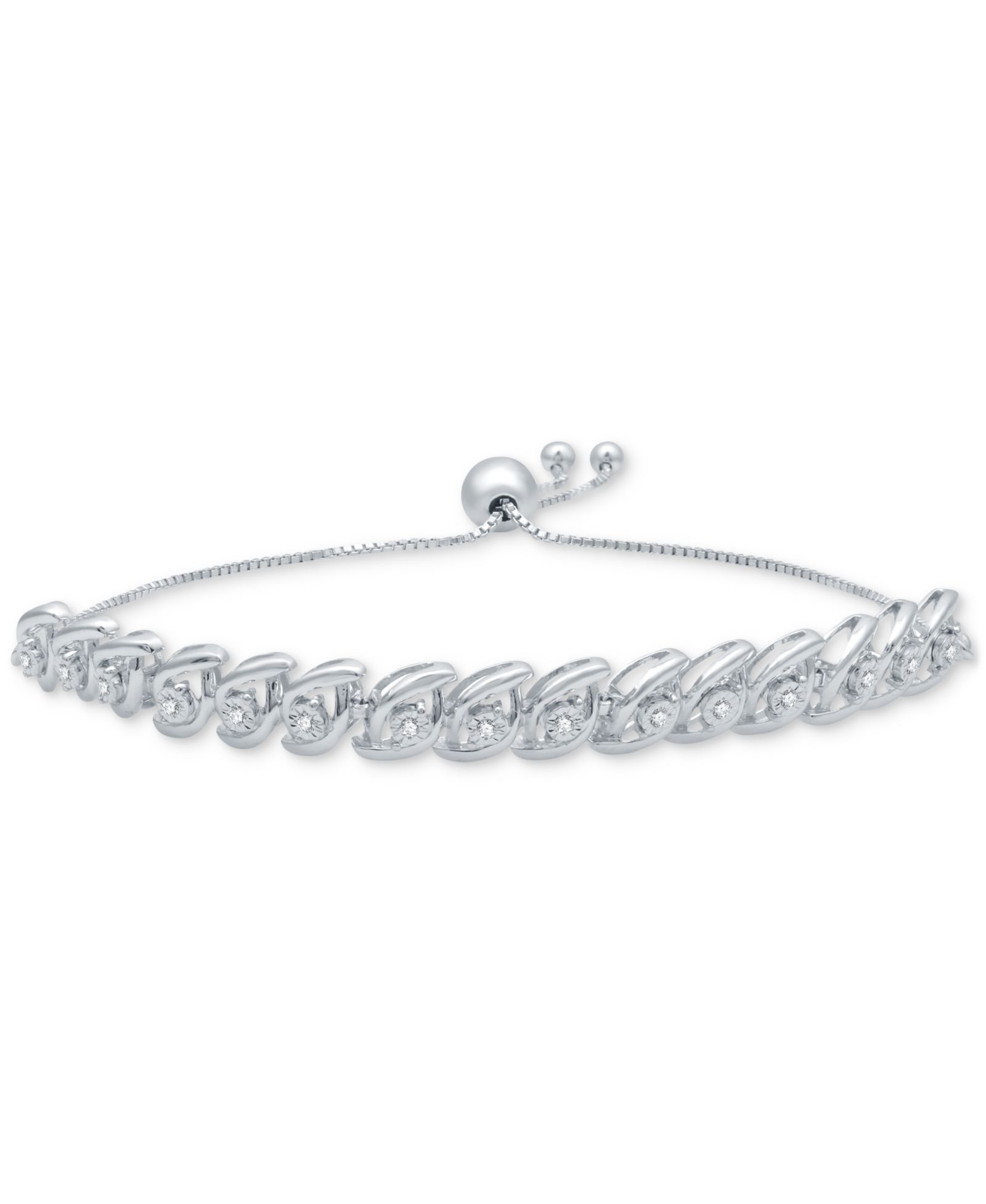 Браслет Diamond Wave Bolo в Sterling Silver 1/6 ct. t.w.
