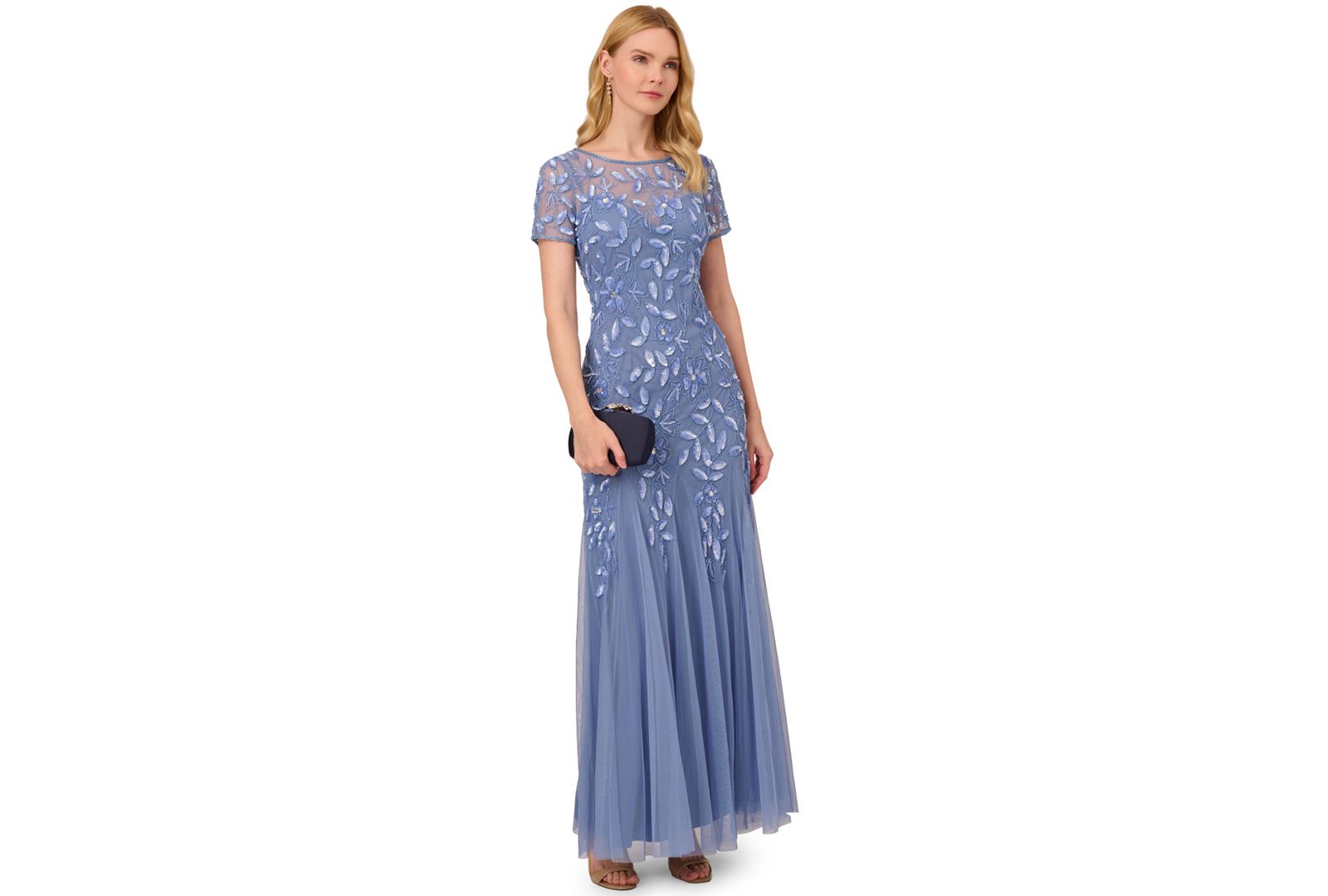 Женское вечернее платье Adrianna Papell Floral-Beaded Gown
