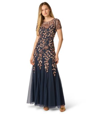Женское вечернее платье Adrianna Papell Floral-Beaded Gown