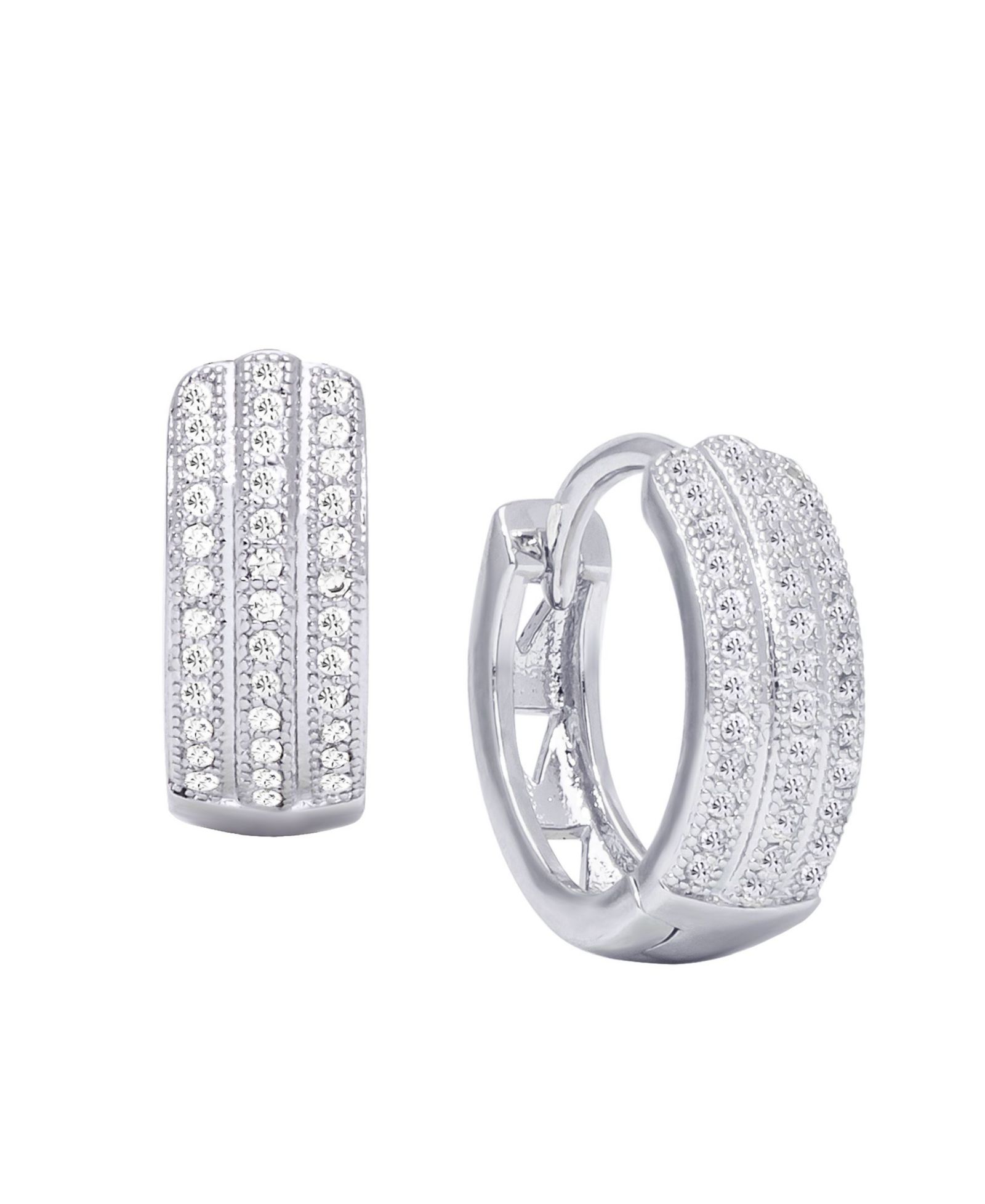 Серьги-кольца с кубическим цирконием Macy's 3-Row Huggie