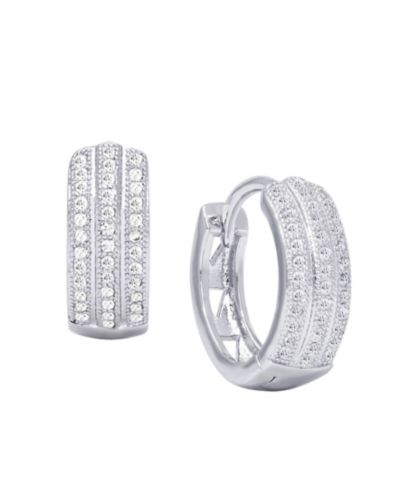 Серьги-кольца с кубическим цирконием Macy's 3-Row Huggie