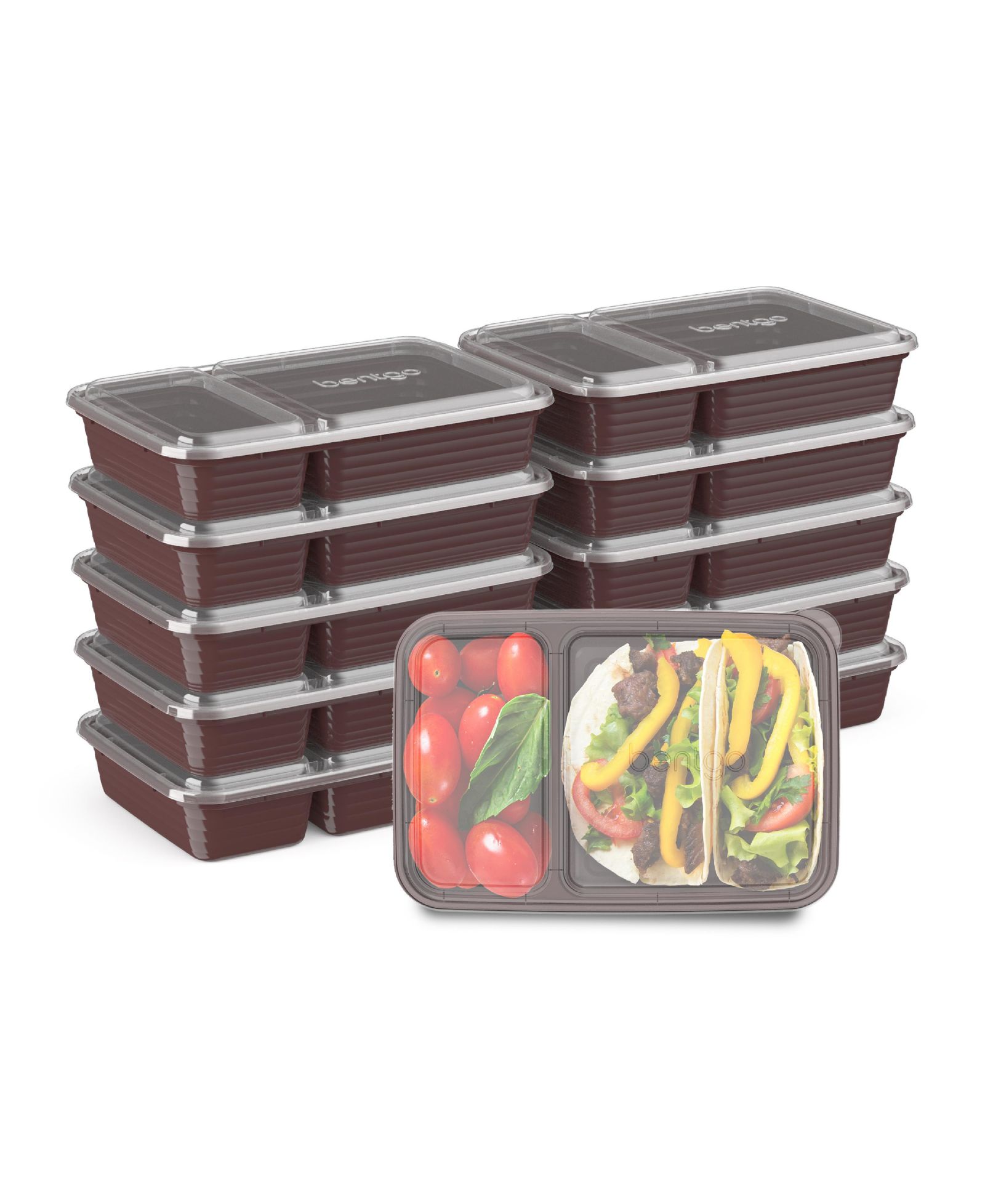 Bentgo Food Prep 2-Compartment Food Storage Containers, Pack of 10