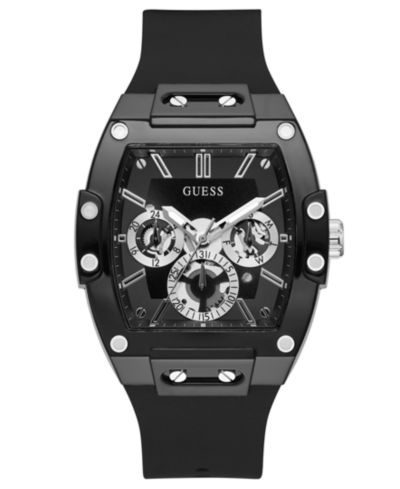 GUESS Men's Phoenix Black Silicone Strap Watch 43mm