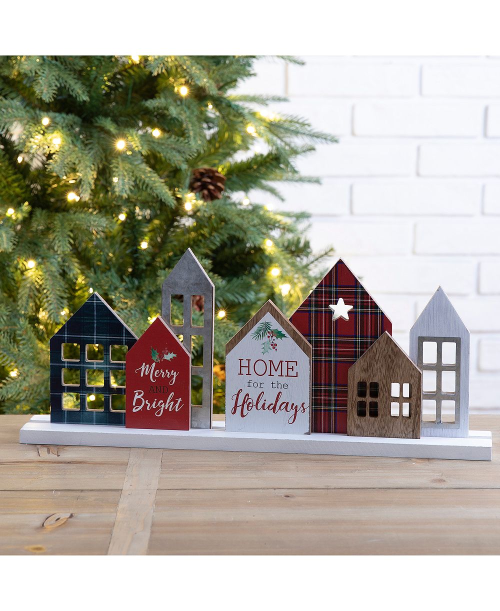 Декор для дома Glitzhome Metal and Wooden Christmas House