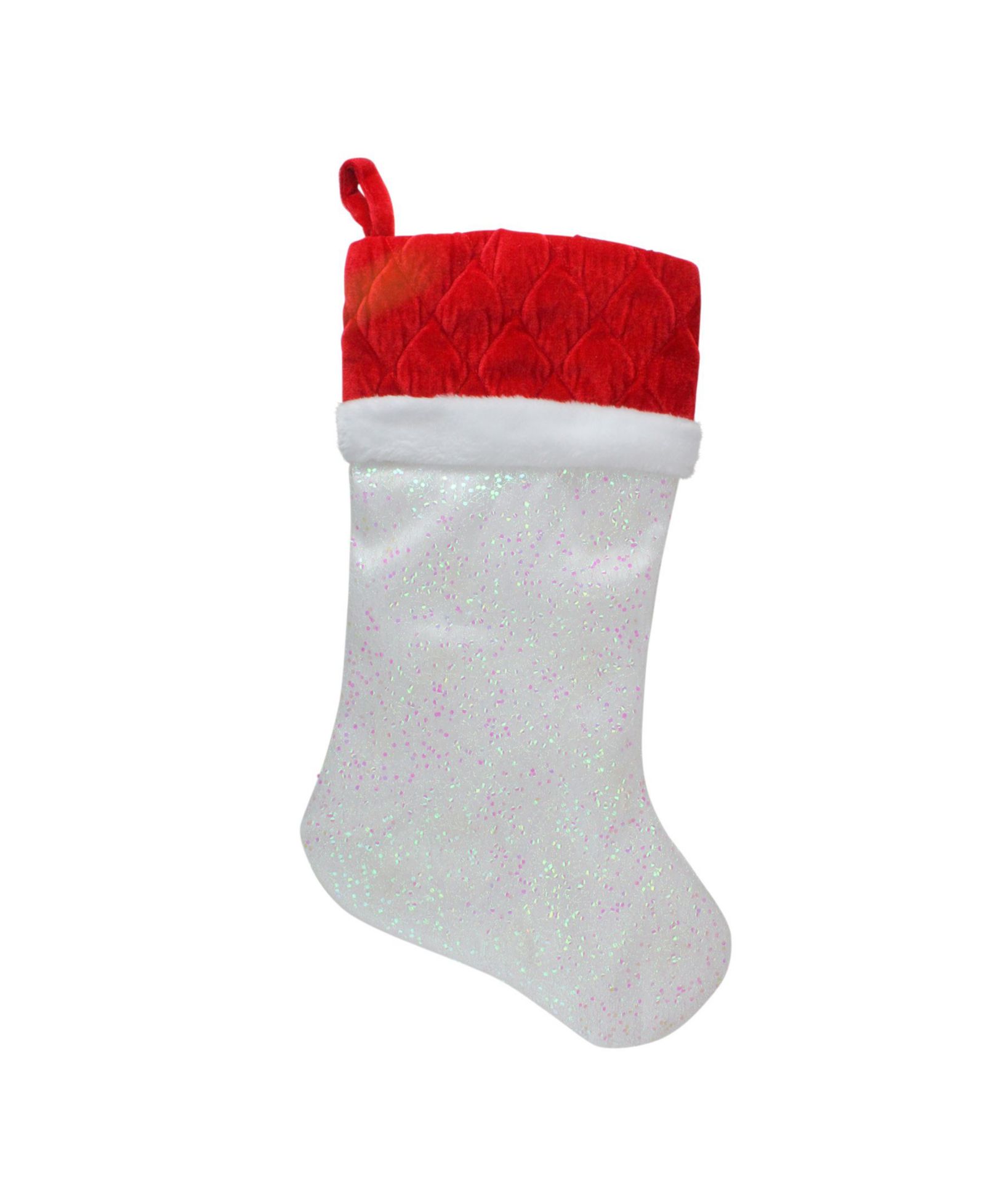 Northlight LED Lighted Iridescent Glitter Christmas Stocking with Cuff