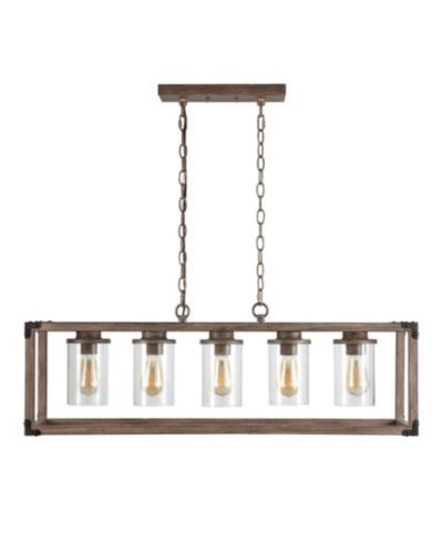 JONATHAN Y Zeniba 5-Light Linear Adjustable Rustic Farmhouse LED Pendant