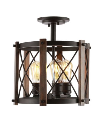 Ferme Iron Rustic Farmhouse LED Flush Mount