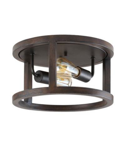 JONATHAN Y Atelier 2-Light Rustic Industrial LED Flush Mount