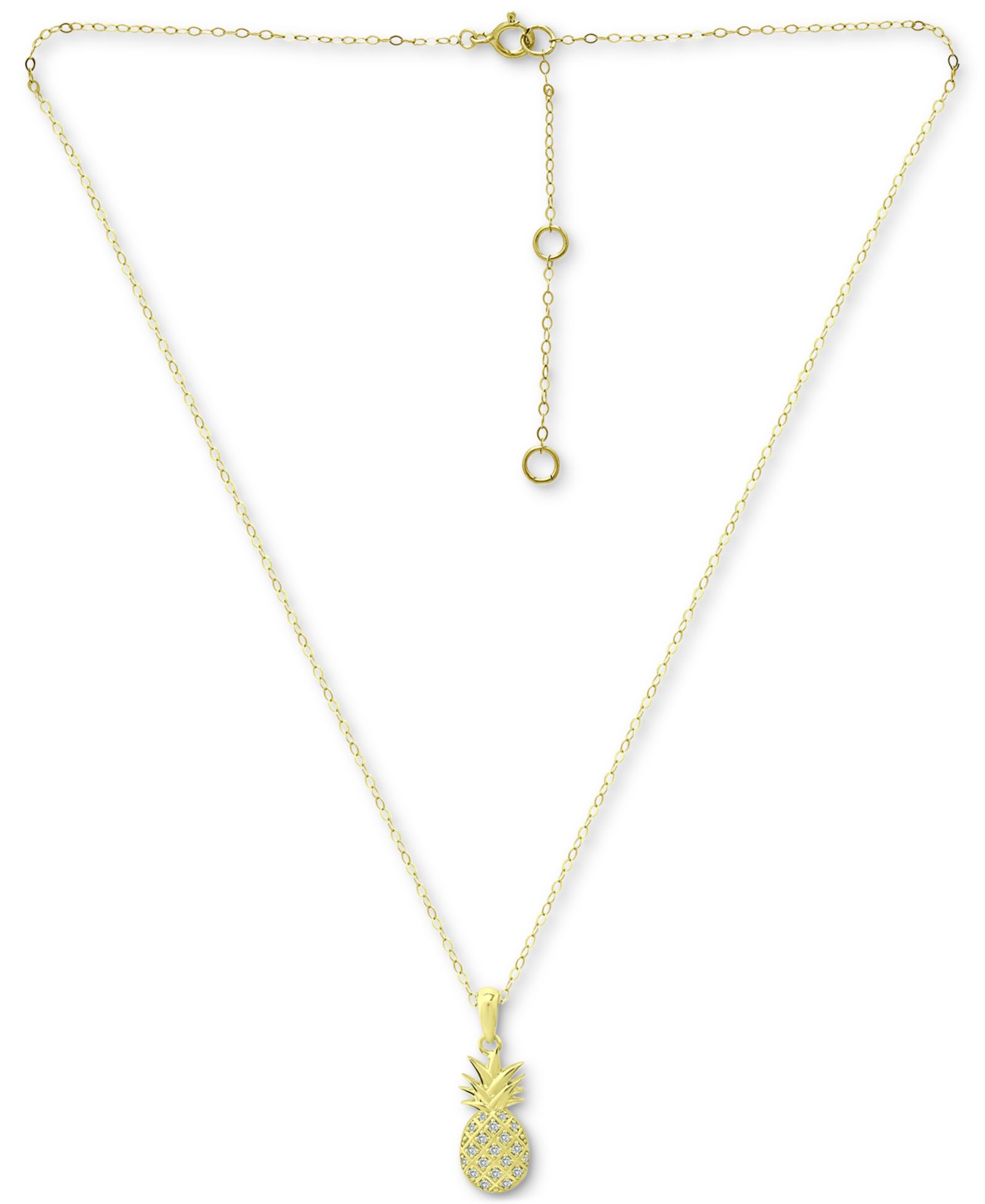 Giani Bernini кулон-ананас из фианитов Cubic Zirconia, позолоченное стерлинговое серебро, 16" + 2" удлинитель