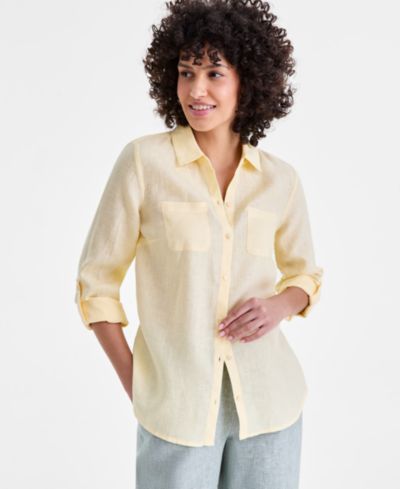 Charter Club Women's 100% Linen Shirt, Created for Macy's