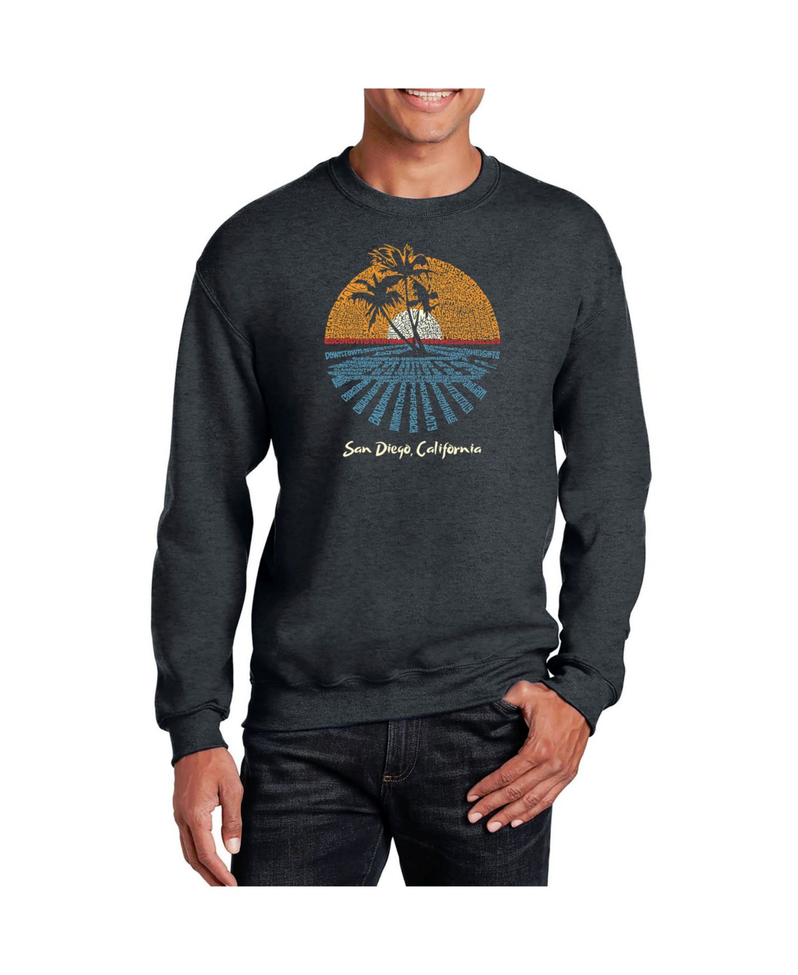 Мужской свитшот LA Pop Art Word Art Cities In San Diego Crewneck