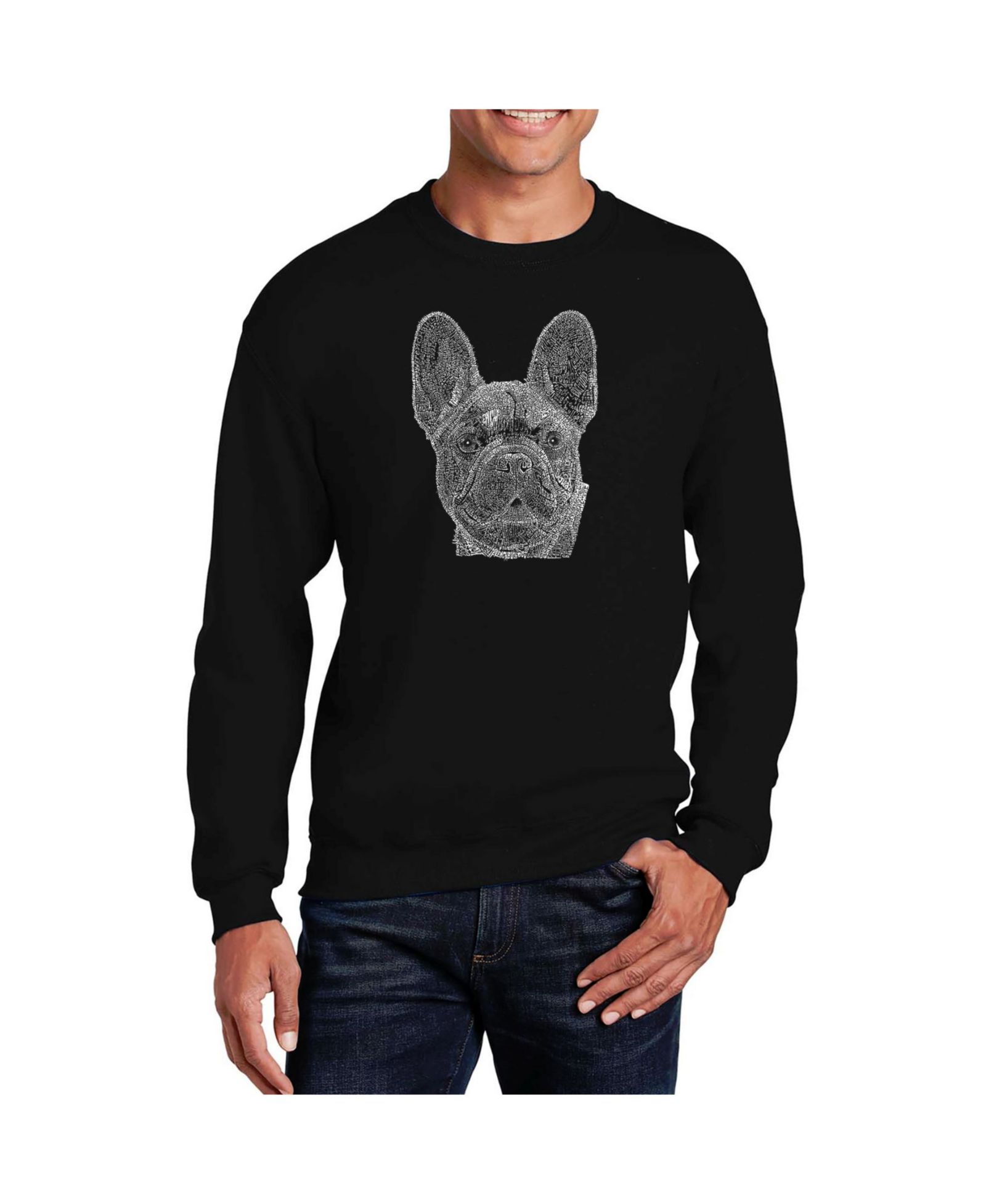 LA Pop Art Men's Word Art French Bulldog Crewneck Sweatshirt