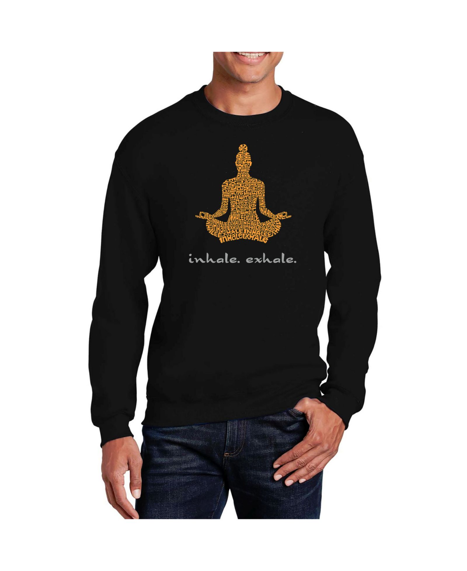 LA Pop Art Men's Word Art Inhale Exhale Crewneck Sweatshirt